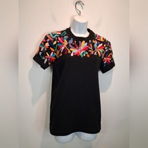 Maia Size M Black Shirt W/multicolor Embroidery